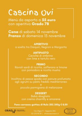 Arriva il weekend: da Cascina Ovi un menù da asporto e una “challenge”