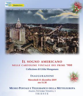 Mostra di cartoline vintage sul grande sogno americano