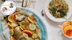 Orata con agrumi senape e bulgur