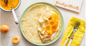 Crepes con crema di ricotta e Vinschger Marille