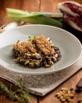 Trota impanata con quinoa soffiata, piatto d’alta classe