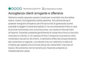 Pioggia al ristorante: non ho il green pass e faccio la recensione negativa